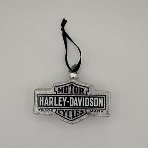 Harley-Davidson 2022 Silver Glitter Bar & Shield Logo Christmas Ornament Dated